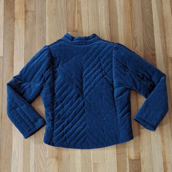 Vintage Blue Velour Handmade Quilted Jacket - Picture 2 of 2